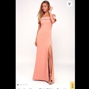 Aveline Mauve Pink Off-the-Shoulder Maxi Dress